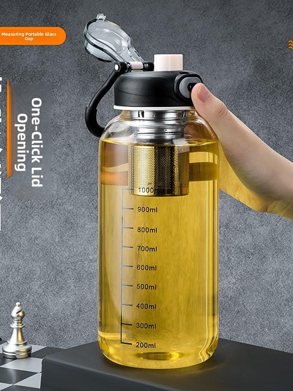 Große Glas Tasse für Outdoor-Sport, Geschäftsleute, Männer und Frauen, Studenten, Trennung von Tee und Wasser, Tragbare Teezubereitungs Tasse