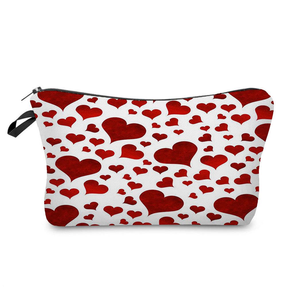 Women Hearts Print Cosmetic Bag Toiletries Organize Travel Storage Case KTB