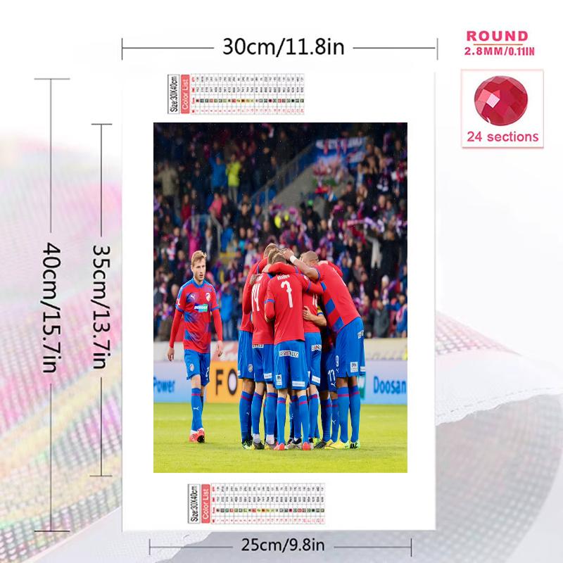 Viktoria Plzen Football Club Pattern  3pcs 100% Round Full Drill 5D DIY Diamond Painting Embroidery Cross Stitch Rhinestone Décor