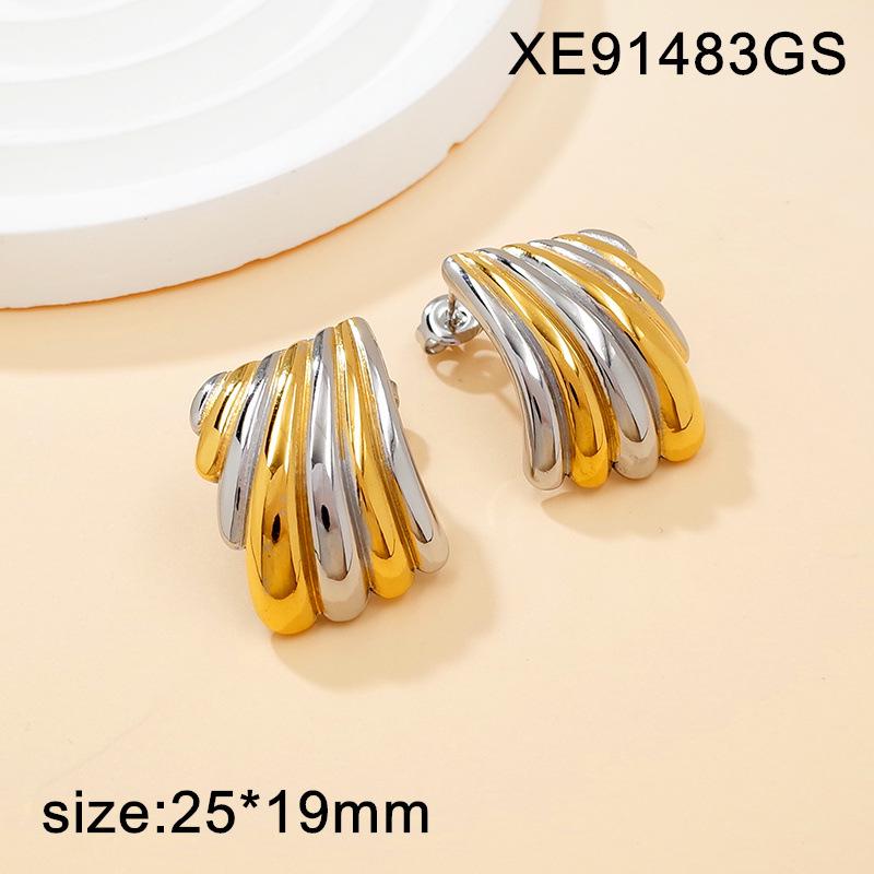 Versatile Gold-Plated Titanium Steel Stud Earrings - Light Luxury Retro Style for Women