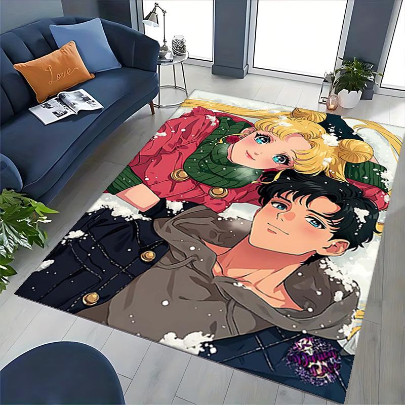 1pc Sailor Moon Winter Wonderland Chair Mat - Anime Cartoon Design, Non-Slip Carpet for Office and Home Decor, Suitable for All Seasons.O069