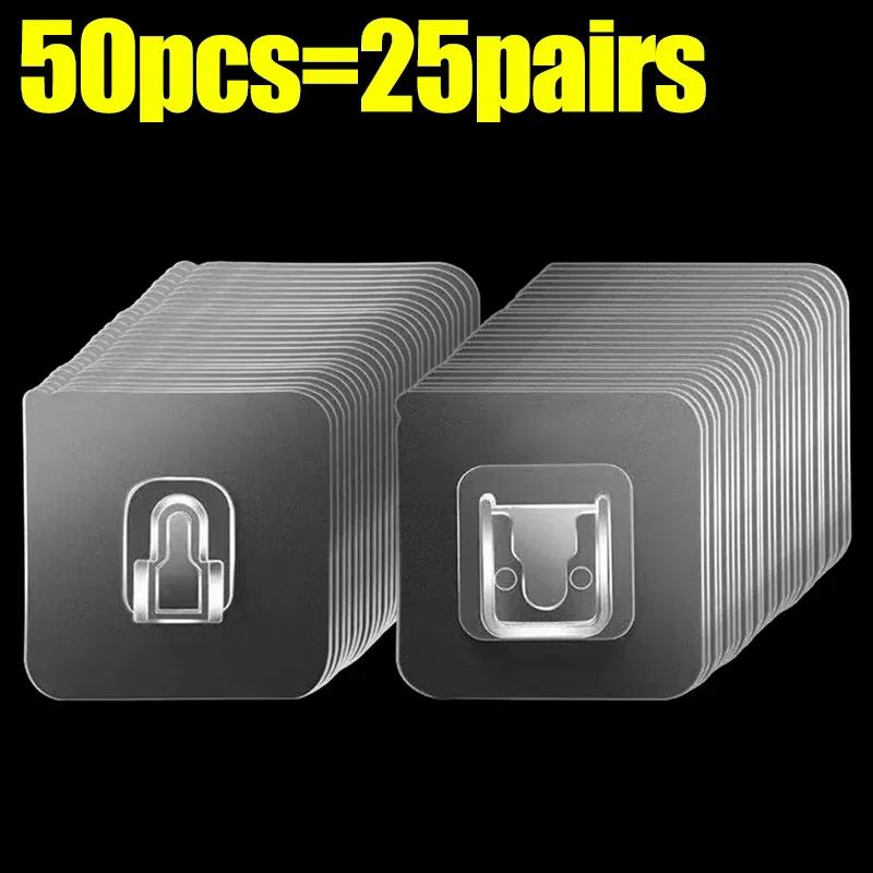 Double Sided Self Adhesive Hooks Buckle Transparent Traceless Wall Hook Suction Cup Plug Storage Holder for Kitchen Bathroom