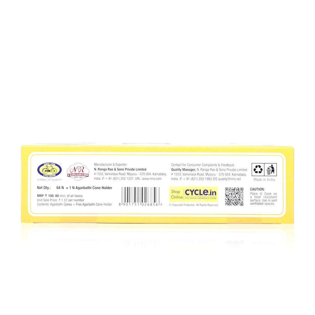 Cycle Pure Lia Chandanam Conuri Dhoop Parfumate Uscate Pachet de 1 cu Suport Gratuit pentru Puja, Meditație, Rituri 64N