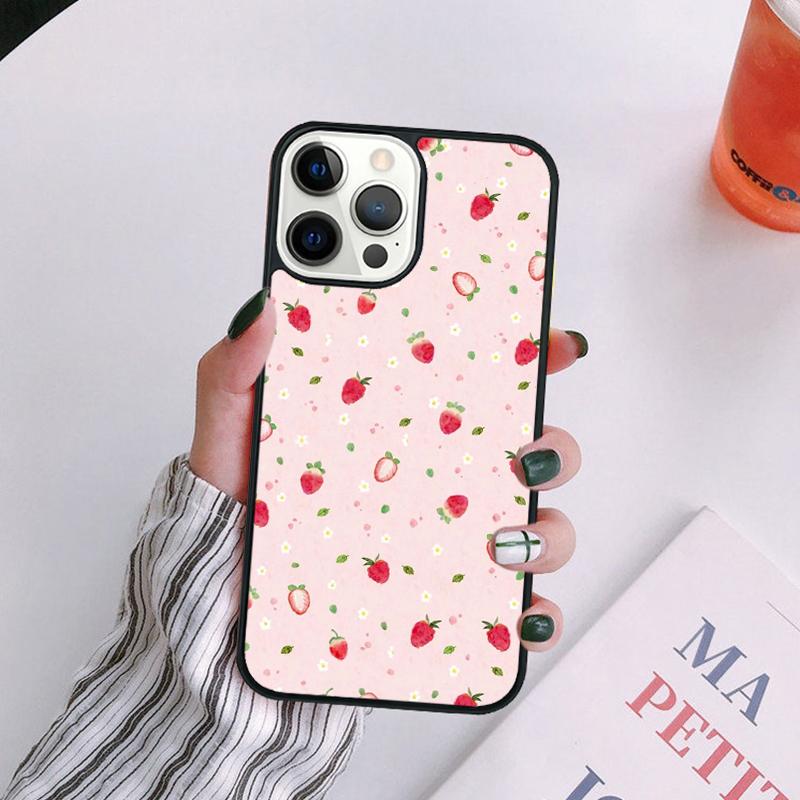 

Cute Strawberry Phone Case For iPhone 17 Air 14 13 12 16Pro Max 15 Plus Max Cover Shell coque iPhone 16plus