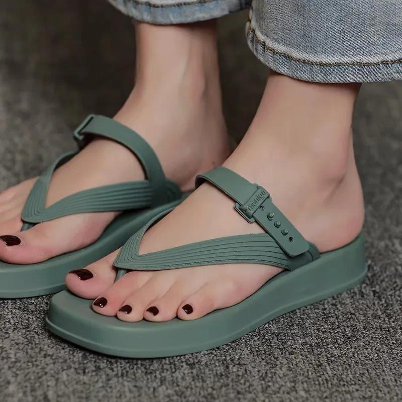 2024  Flip Flops for Women Casual Flat Slippers Sandals Comfort Lady PVC Beach Shoes Woman Slides Footwear