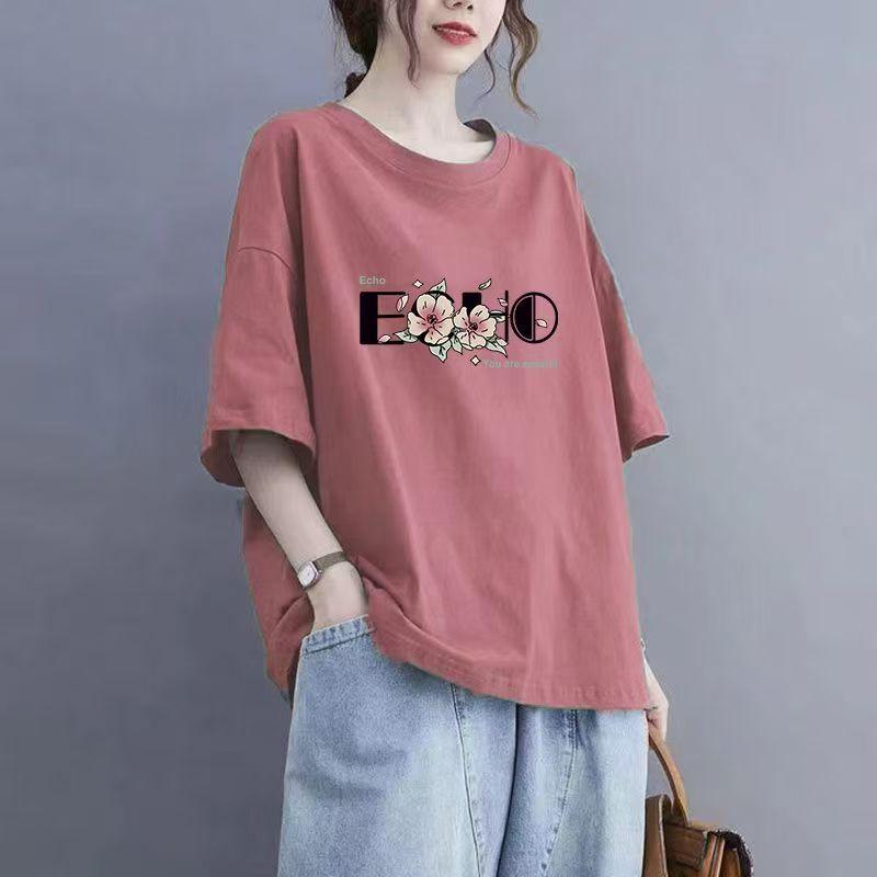 Summer New Short-sleeved T-shirt Women Loose Women's Printed Half-sleeve Tops