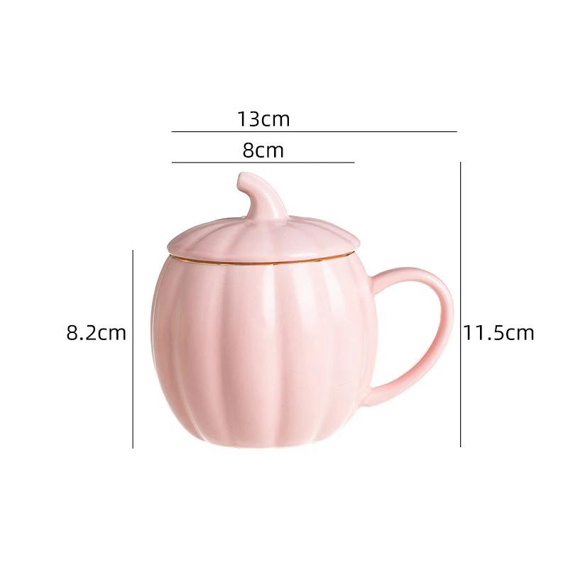 

Милая чашка для кофе в виде тыквы, керамическая кружка для воды с крышкой, бытовая, детская, для завтрака, овсяная, молочная, для воды, офисные, для отдыха, кофейные чашки 400ml