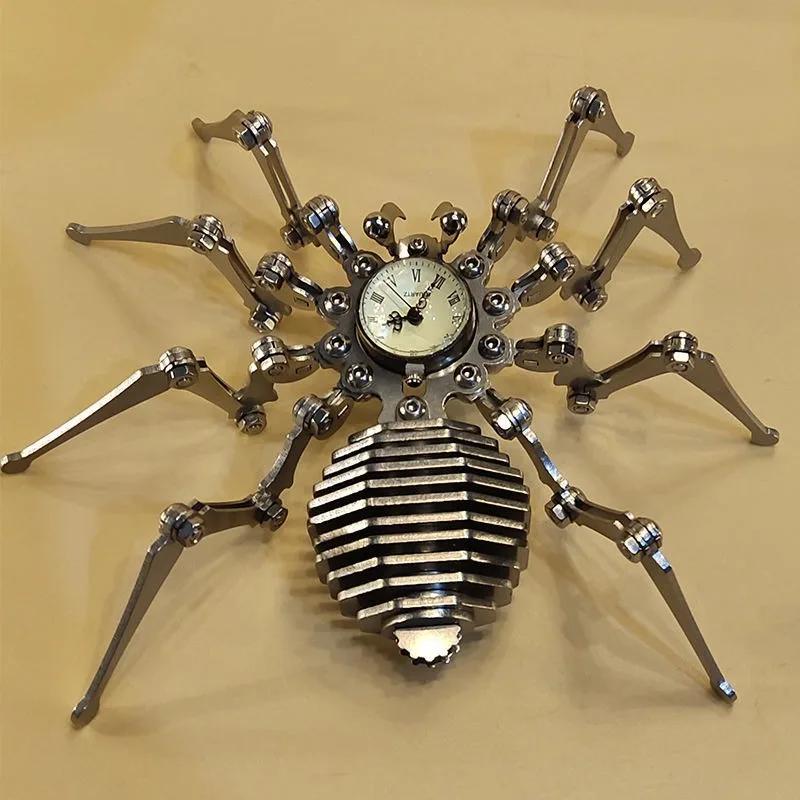 Time Spider Stainless Steel Static Mechanical Insect Model Handicraft DIY Assembly Toy Finished Punk Decoration