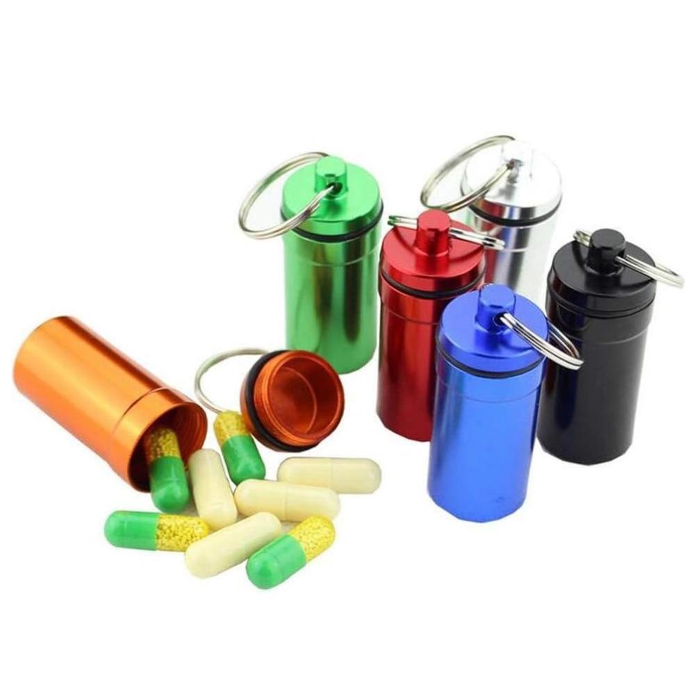 New Mini Portable Pill Box Case Holder Keychain Waterproof Aluminum Container Tablet Storage for Purse Outdoor Camping Travel