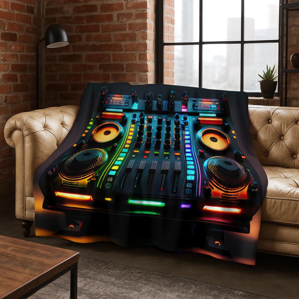 DJ Screen Record Flannel Blanket,Warm and Cozy Soft Throw Blanket for Home Bedroom Bed Sofa Office Travel Picnic Cover Kid Gift