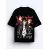 Anime T-shirts Black T-shirt with Anime-style TOOKYOO RAAVENGEERS Graphic Summer Men's Size S To 3XL