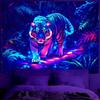 BVBOX Blacklight Animal Wolf Tapestry  Iridescent Mountain Top Wolf Tapestry Glow In The Dark, UV Reactive Black Light U