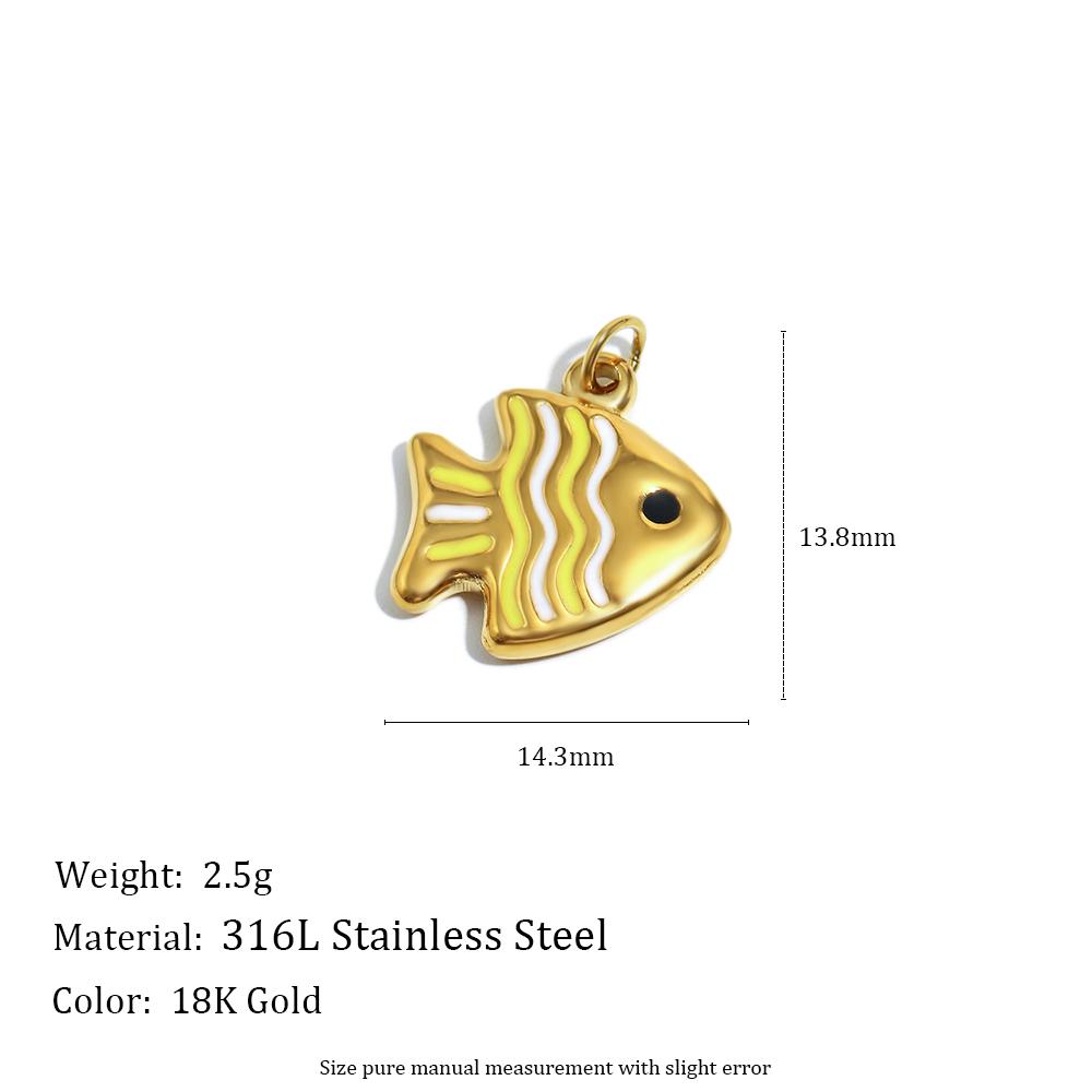

MamacitaSlay 316L Stainless Steel Enamel Ocean Style Fish Charms Earrings Necklace Bracelet DIY Pendant Women s Handmade Gift