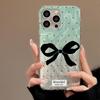 Luxury Laser Silver Bow Phone Case For iPhone 16 Pro Case iPhone 11 13 12 14 15 Pro Max Plus Bowknot Soft Shockproof Cover Funda