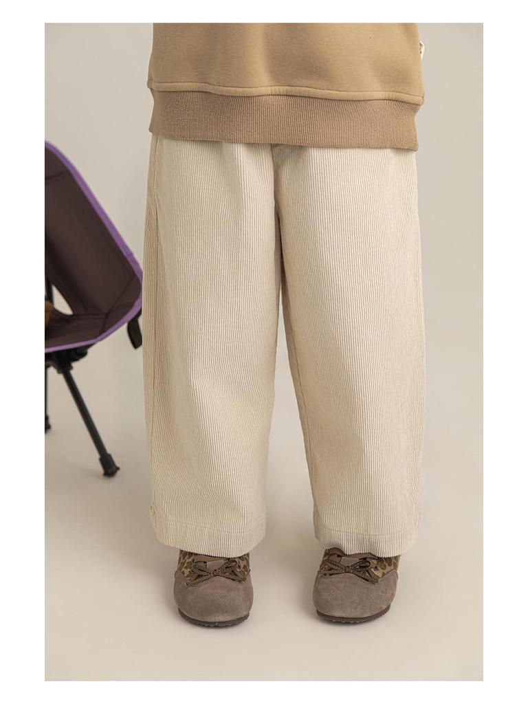 Libu Girl's Retro Corduroy Pants - Soft, Skin-Friendly, Windproof, Warm, Loose-Fit Straight-Leg for Autumn