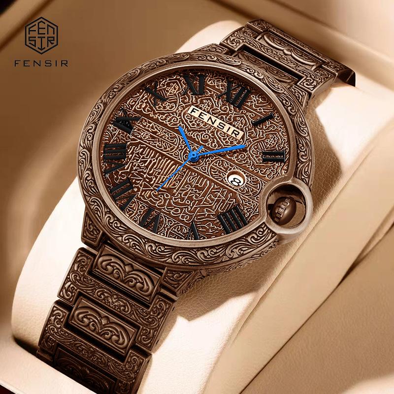 Men s Quartz Watch with Sanskrit Design Business Calendar Waterproof Quartz Men s Watch алый