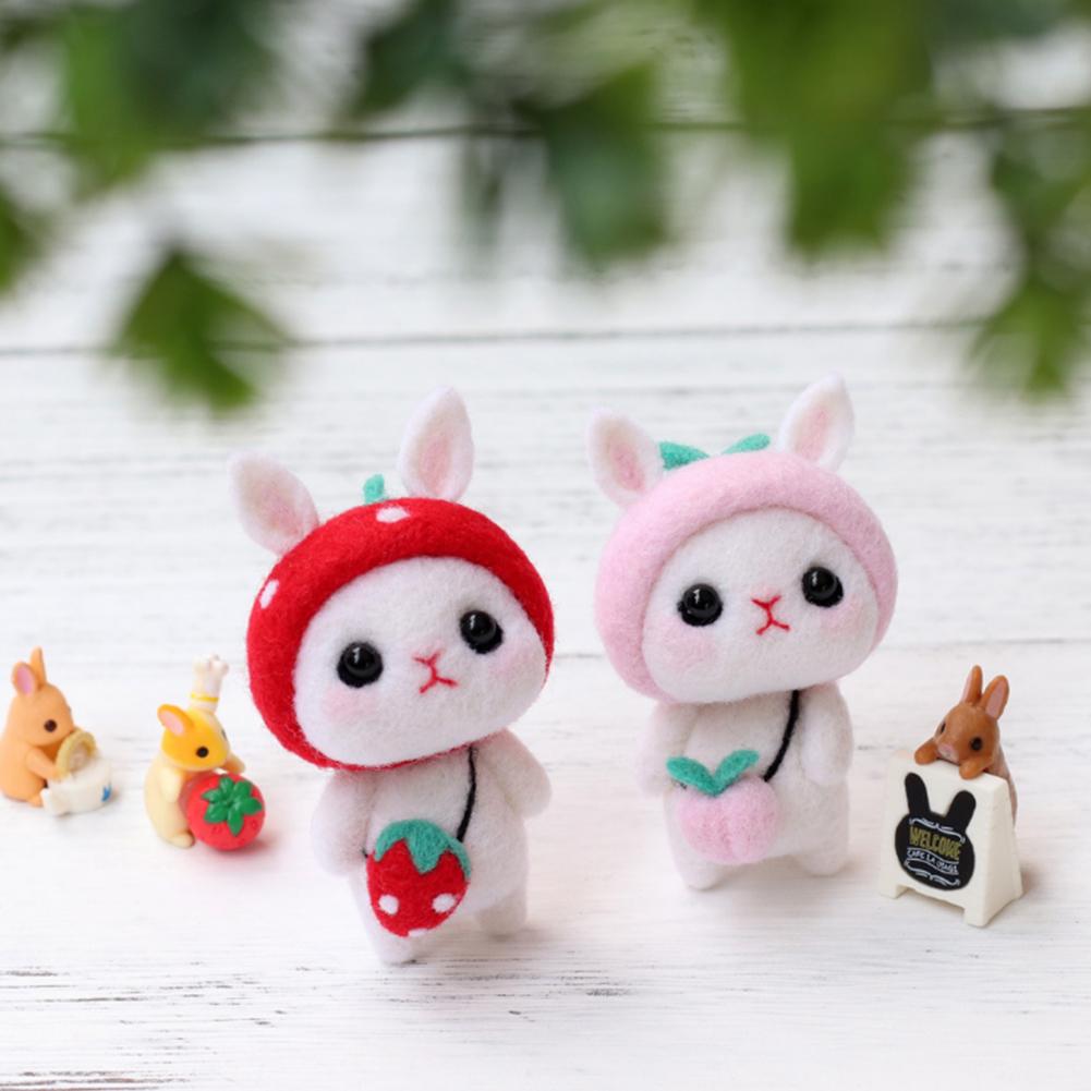 Non Finished DIY Felting Wool Rabbit Doll Handmade Craft Material Package Tools