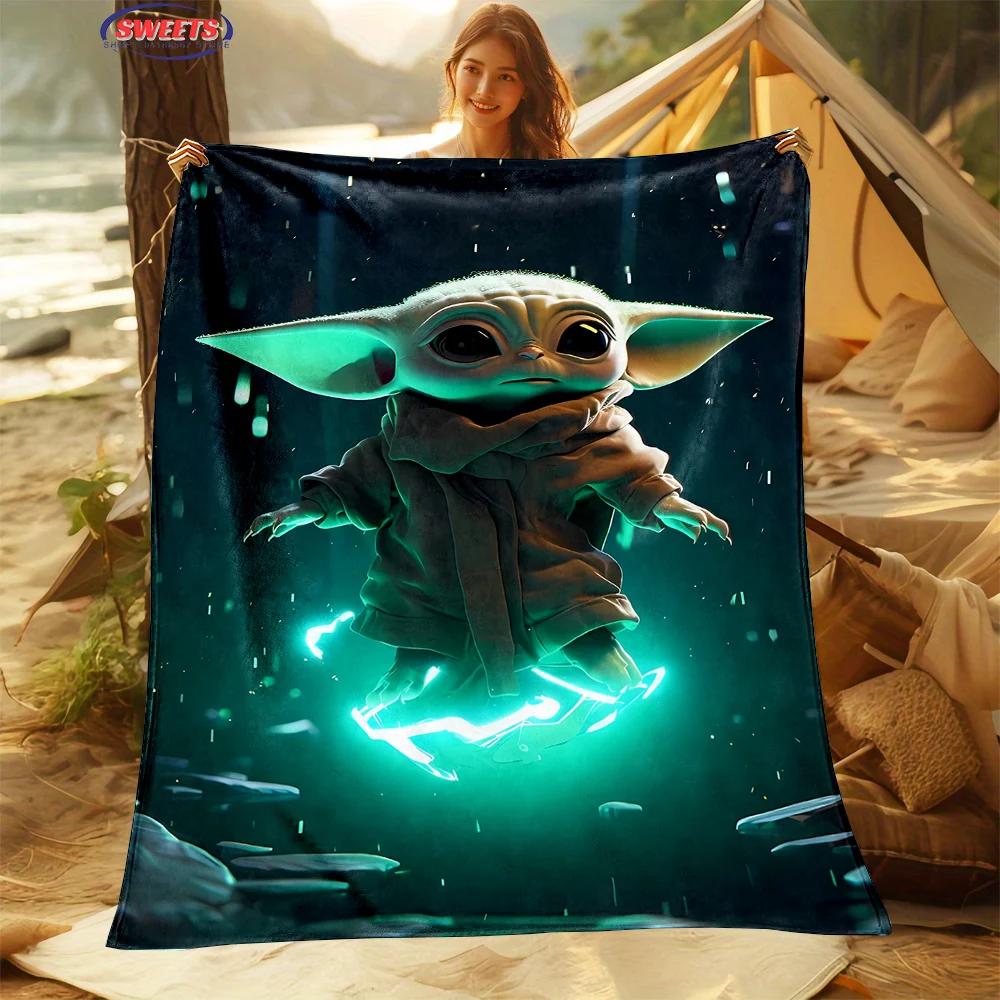Warm and Cozy Flannel Blanket, Star Wars Grogu Din Djarin Blanket, Sofa Bedroom Office Leisure Nap Cover Blanket,Kid's Nice Gift