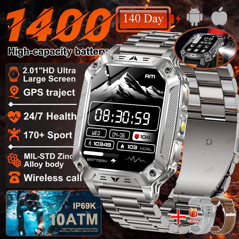 New 1400mAh Battery Smart Watch GPS Path Bluetooth Call 10ATM Waterproof Swim Sport Run Hiking Outdoors Military Smartwatch