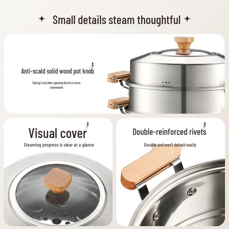 ASD 3-Layer 32CM Stainless Steel Steamer Pot