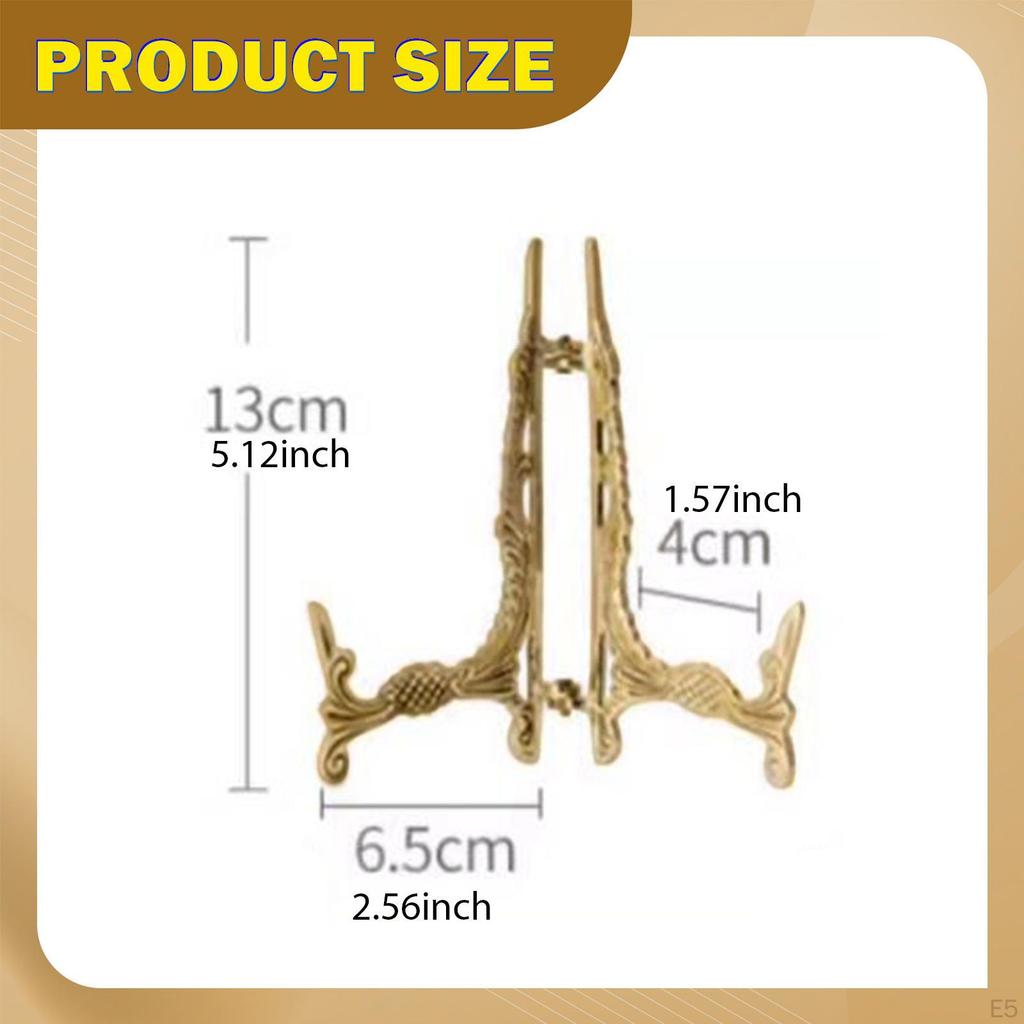 Plate Stand Display Brass Easel Artwork Storage Tabletop Art Holder Photo Picture Frame for