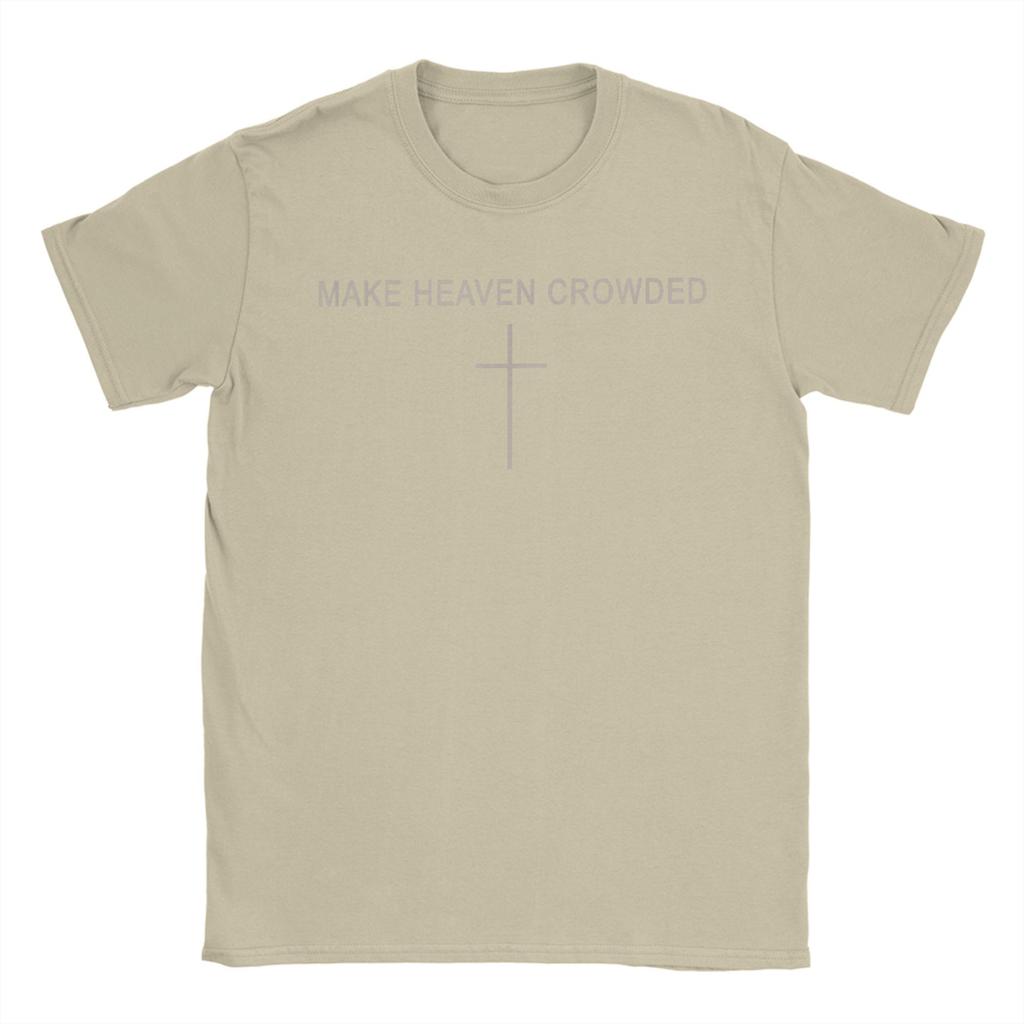 Men's Make Heaven Crowded Cross Subtle Christian Faith Minimalist T-Shirts  Clothing Summer Short Sleeve T-Shirt Plus Size