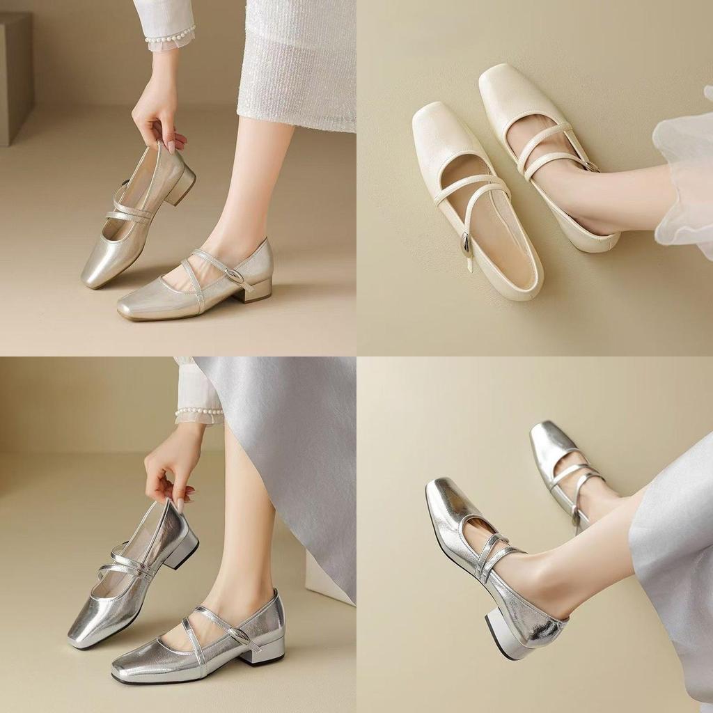 French Style Mary Jane Shoes For Women With Low Heel Pu Breathable Summer Fashion Footwear