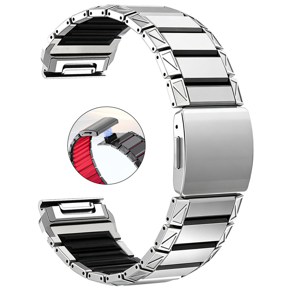 22mm 26mm Silicone + Titanium Straps QuickFit Band for Garmin Fenix 8 E 7 7X Pro 6 6X Magnetic Bands for Forerunner 970 Bracelet