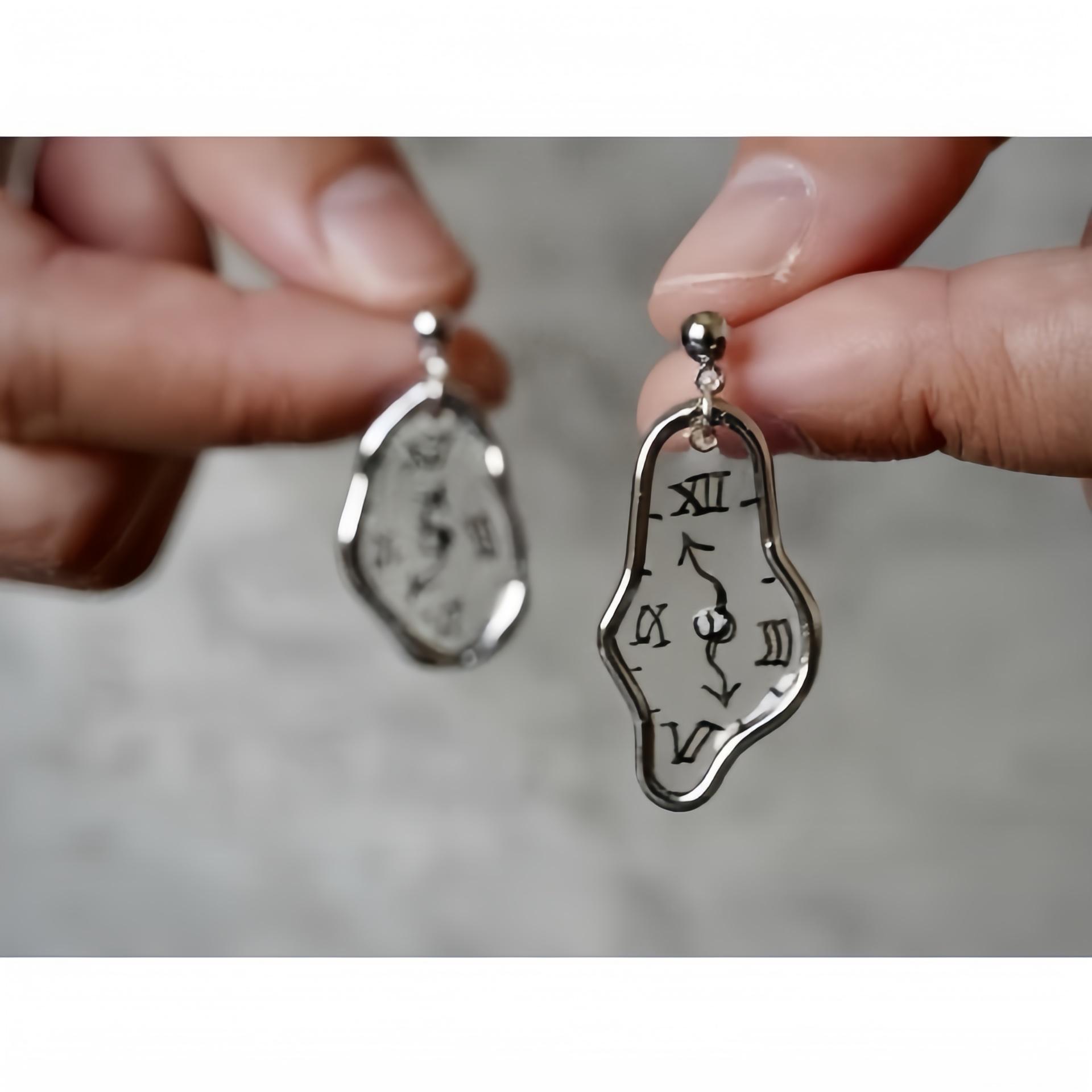 

Женские серьги, 1 пара, креативные персонализированные серьги ручной работы в форме часов белый
