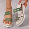 Women's Colorblock Trendy Sandals, Slip On Casual Summer Beach Slides, Non-slip Wedge Slides