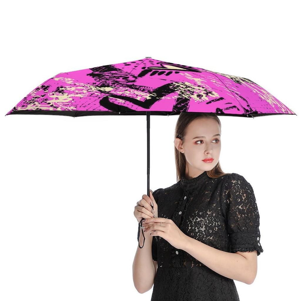 1 Pack Automatic Umbrella Featuring Strong Waterproof Material And Sturdy Ribs For Outdoor Travel Graffiti Style