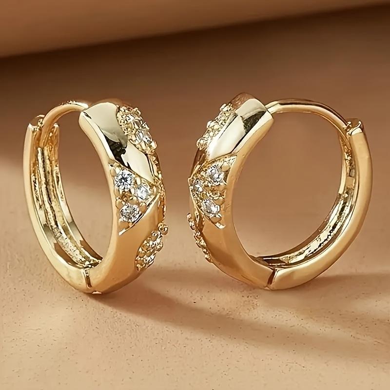 Luxury Gold Color Geometric Hoop Earrings for Women Fashion Zircon Circle Earring Trending Wedding Jewelry