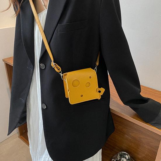 Bolso Bandolera de Bloque de Queso Lindo Triángulo Cuadrado Cartera de Queso Bolso Pequeño Bandolera con Correa Ajustable para Monedas Llaves Pintalabios