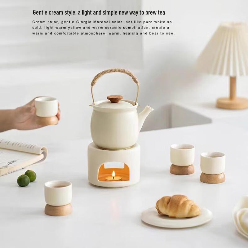 Minimalist Ceramic Teapot Set with Warmer
