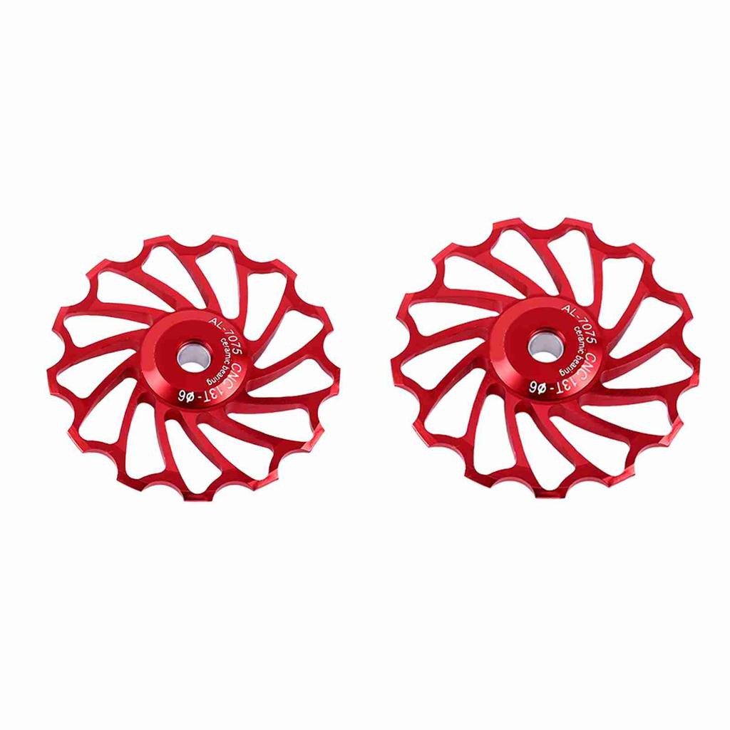 2 X CNC Alloy Wheel Rear Derailleur Pulley For Road Bike(red 11T)