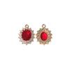 Copper Oval Red Zirconia Charms 2pcs for DIY Jewelry Making