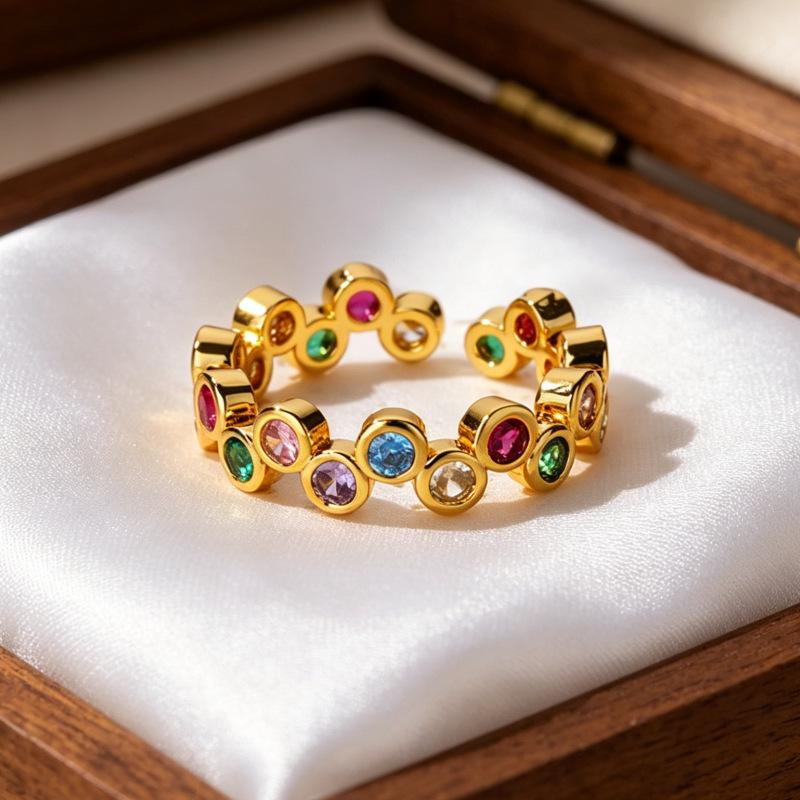 Elegantný otvorený prsteň so zirkónmi pre ženy - Štýlový, ľahký dizajn na každodenné nosenie