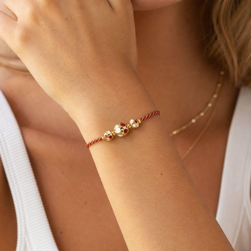 Verstellbares Kordel Fußball Perlenarmband Gold Silber Beschichtet Geflochtenes Kordelarmband Geschenk