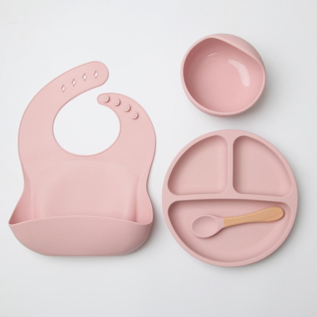 Stainless Steel Kids' Dinner Set with Anti-Slip Silicone Suction & Utensils
