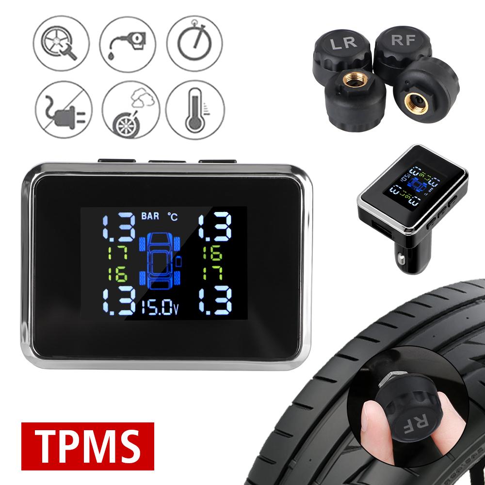 Auto Security Alarm Car TPMS Cigarette Lighter Sensors Wireless Universal TPMS USB Digital Tpms Tire Pressure Alarm System
