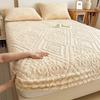 3D Ražba Sametový Přehoz na Postel Hrubý Teplý Plyšové Prostěradlo s Napínací Gumou Protiskluzový Elastický Potah Matrace Prodyšný, nehlučný potah matrace,