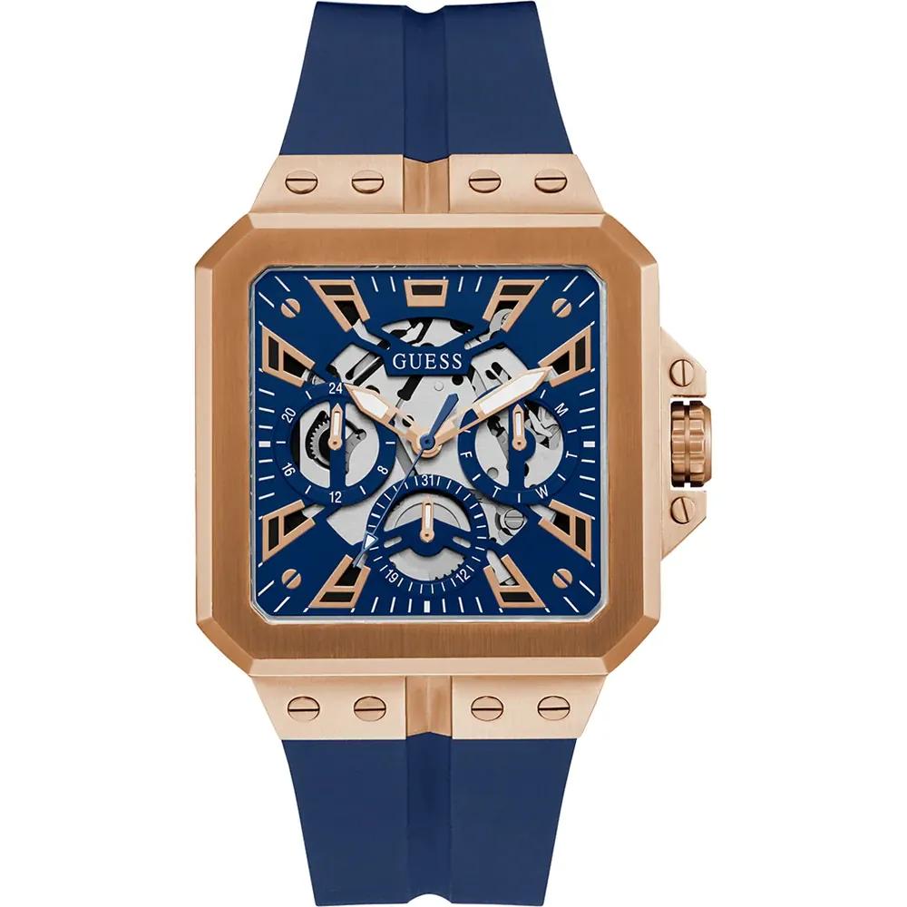 GUESS Sport Leo Blue Silicone Rose Gold Men s Quartz Watch GW0637G3 синий