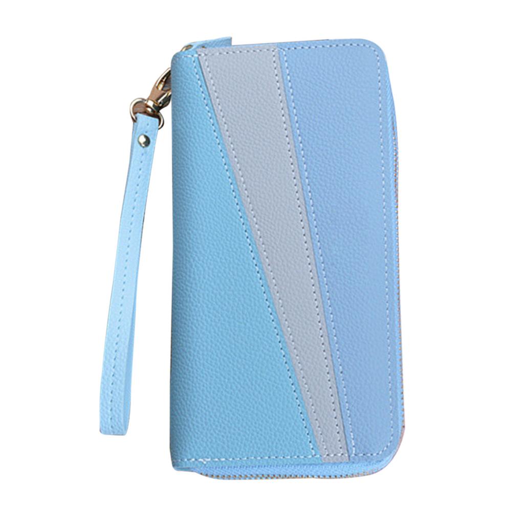 Long Wallet Purse Wallet PU 2 Way Zipper 2 Compartments Large Capacity Color Collision Hand Purse for Women Adults