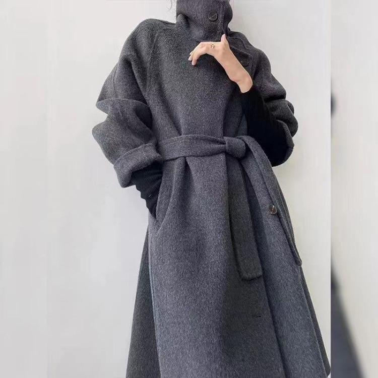 Women Warm Wool Jacket Collar Autumn Coat Stand S