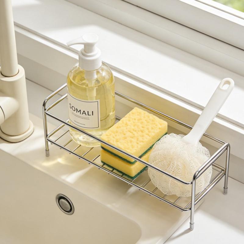 Modern Stainless Steel Sink Caddy for Sponge Storage Ideal for Kitchen Countertop