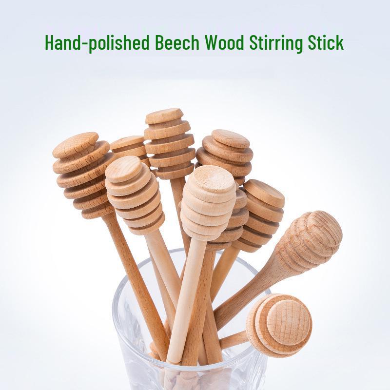 Solid Wood Honey Dipper & Stir Stick for Honey, Jam, Milk, Coffee
