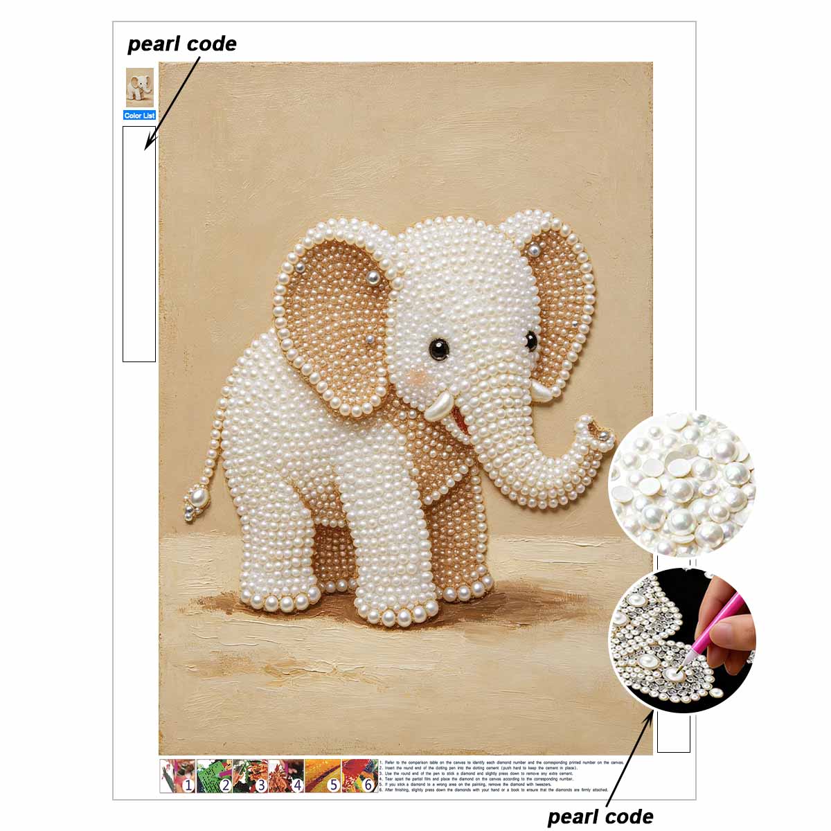 Pearl Art Painting Elephant Home Wall Decor Art Crafts Handmade DIY Adult/Beginner Gift Creative Home Decor Frameless Canvas Wall Art 30x40