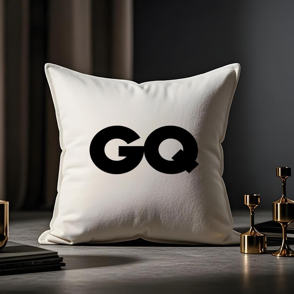 GQ Magazine Cushion Cover Anti-dustmite Pillowcase Invisible Zipper Silky Short Plush Sofa Cushion Cover