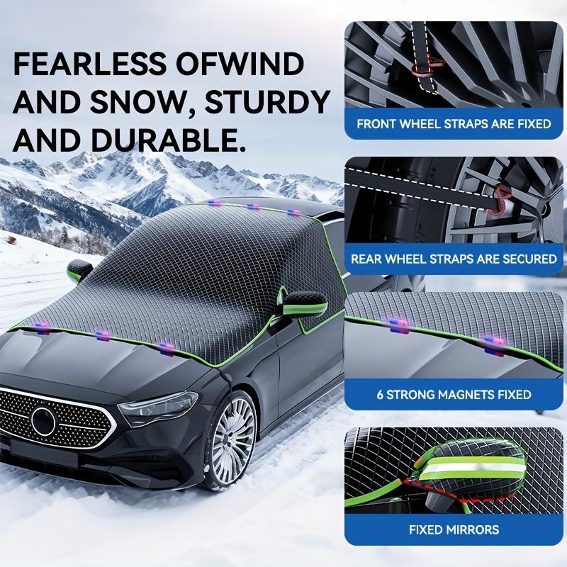 Magnetic Fixed Strap Car Windshield Snow Cover Heavy-Duty Oxford Fabric All-Weather Windshield Protector with UV Sun Shield