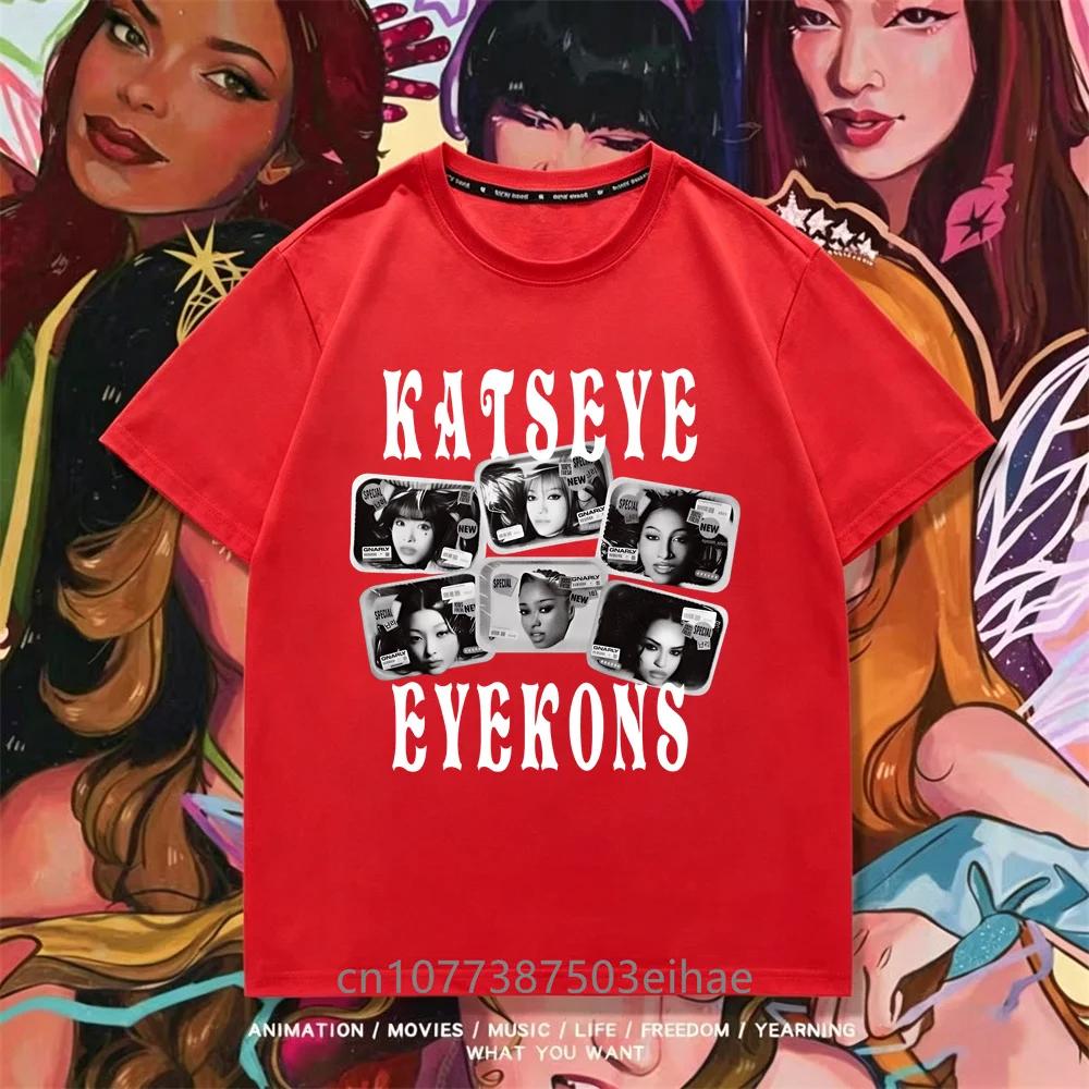 KATSEYE Girls Graphic T Shirt Korean Pop Group Member Photo Letter Print Breathable Summer Casual Top Fashion Daily Street
